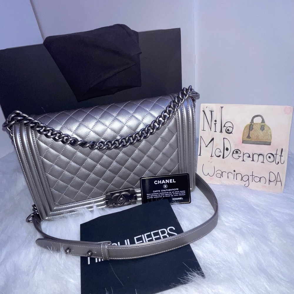 ❌ SOLD ❌ Quilted Metallic Medium Flap boy silver